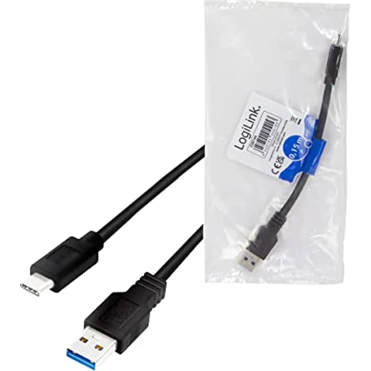 LogiLink CU0166 - USB 3.2 Gen 1x1 Anschlusskabel, USB-A zu USB-C, Schwarz, 0.15m – Bild 8