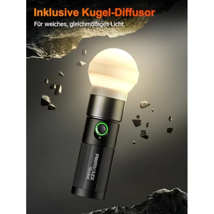 Rollei Photoolex GOBO Light, LED Taschenlampe Fotografie mit 10 Watt Leistung, 4 Farben (Rot, Blau, Gelb, Weiß), 19 GOBO Aufsätzen, 8400 mAh Akku und Diffusor für professionelle Video-Beleuchtung – Bild 5