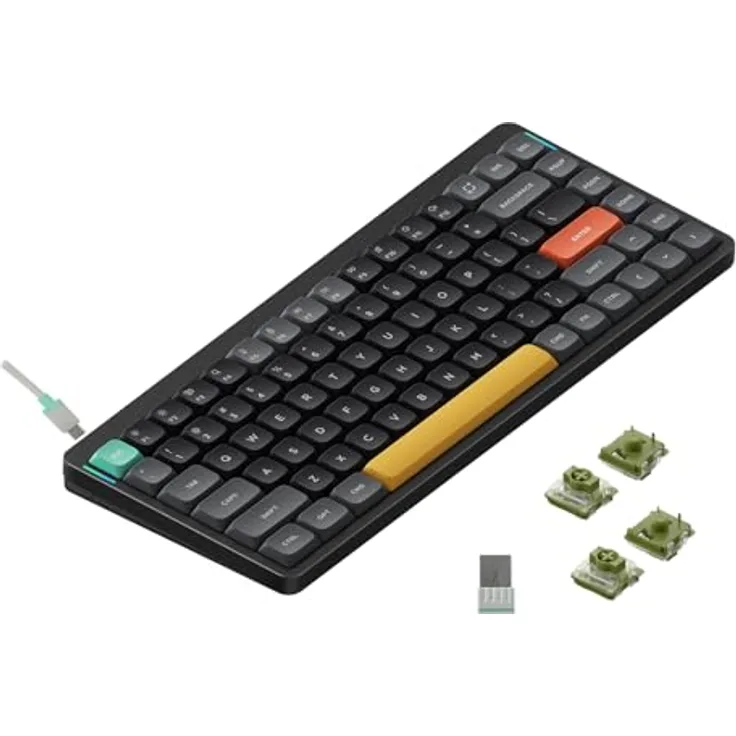 nuphy Air75 V2 Kabellose mechanische Tastatur, 84 Tasten RGB Hot-Swap, unterstützt Bluetooth 5.1, 2.4G, kabelgebundene Verbindung - Schwarz Gateron Moss Switch