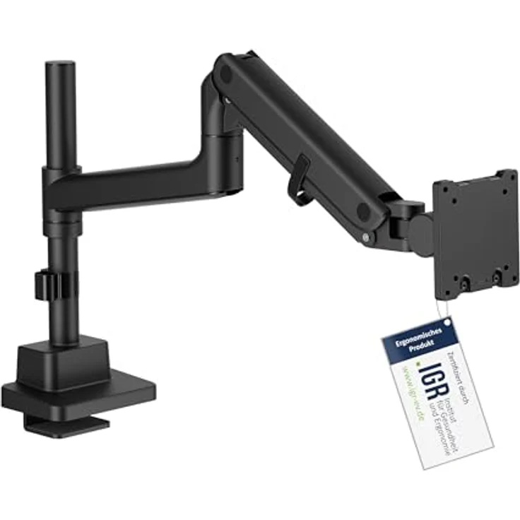 DIGITUS Monitorhalterung für 1 Bildschirm bis 57 Zoll, 27kg Traglast, Gasdruckfeder, VESA 75x75/100x100, schwarz, drehbar und neigbar – Bild 1