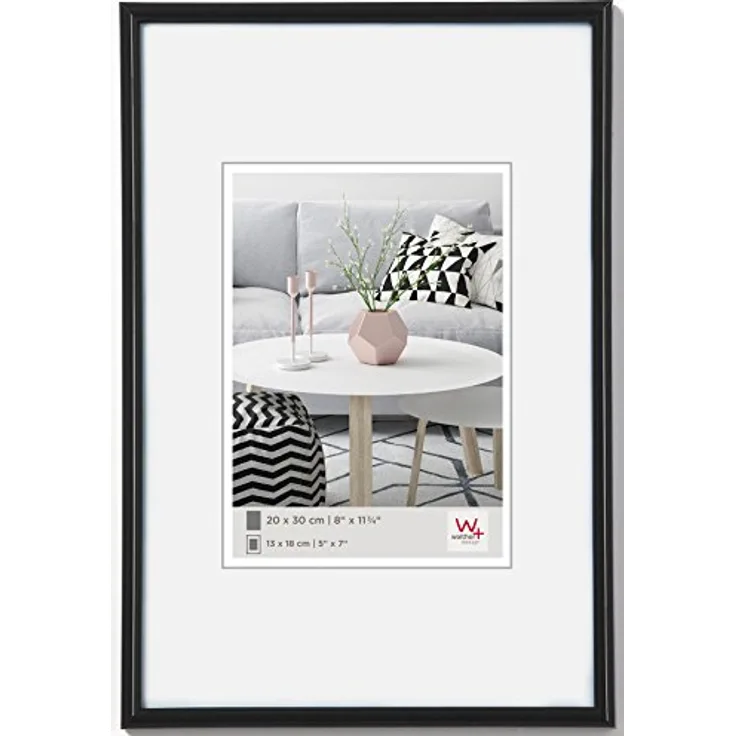 walther design Bilderrahmen schwarz 9 x 13 cm Galeria Kunststoffrahmen KB913H