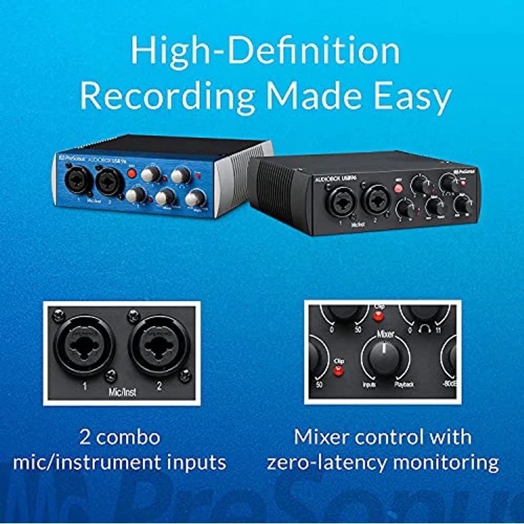 PreSonus AudioBox USB 96 - 25-jährige Jubiläumsausgabe, Audio Interface mit Software Bundle inklusive Studio One Artist, Ableton Live Lite DAW und mehr für Aufnahme, Streaming und Podcasting – Bild 3