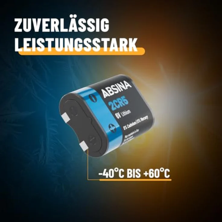 ABSINA 2x 2CR5 Batterien 6V Lithium, langlebig & temperaturfest von -40°C bis +60°, ideal für Kamera und Blitzgeräte – Bild 5