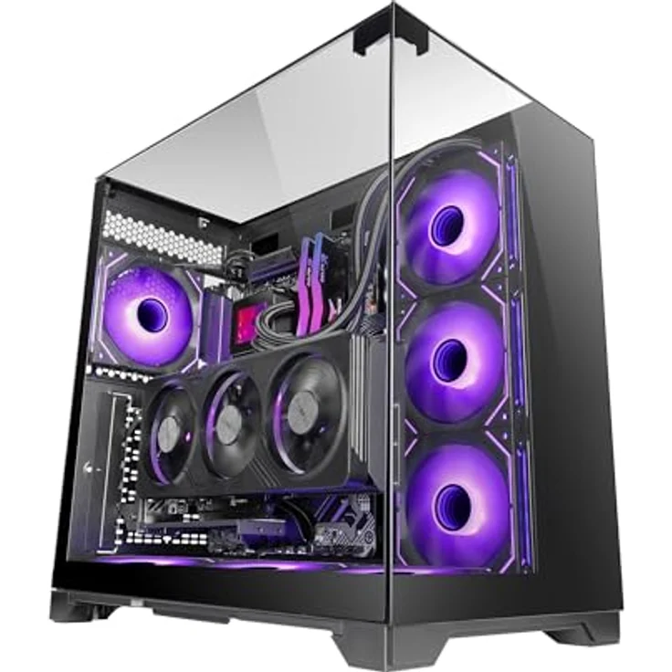 Mars Gaming MC-VISION, PC-Tower-Gehäuse mit gehärtetem Glas, Dual-Chamber-Design, Schwarz – Bild 1