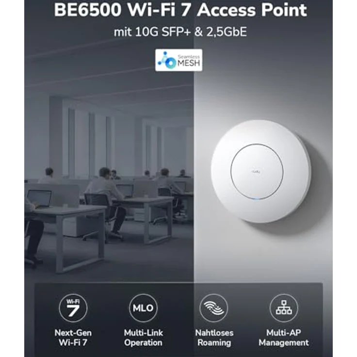 Cudy AP6500 BE6500 Wi-Fi 7 Access Point, 2.5G mit 10G SFP+, für hohe Nutzerdichte, Multi-Link Operation – Bild 2