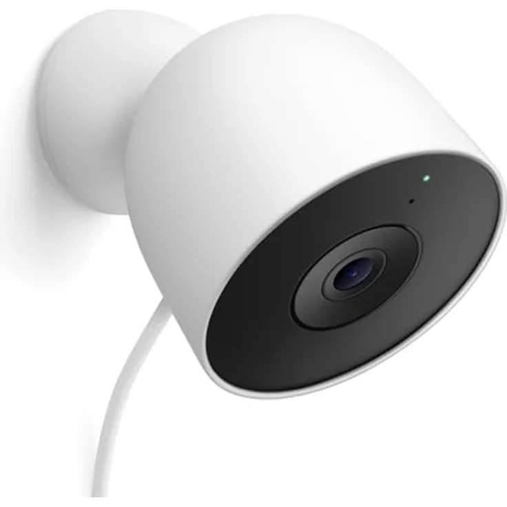 Google Nest Cam (Outdoor, mit Kabel, 2. Generation) – Sicherheitskamera mit 2K-Video und Nachtsicht, funktioniert mit Google Home, Farbe: Snow
