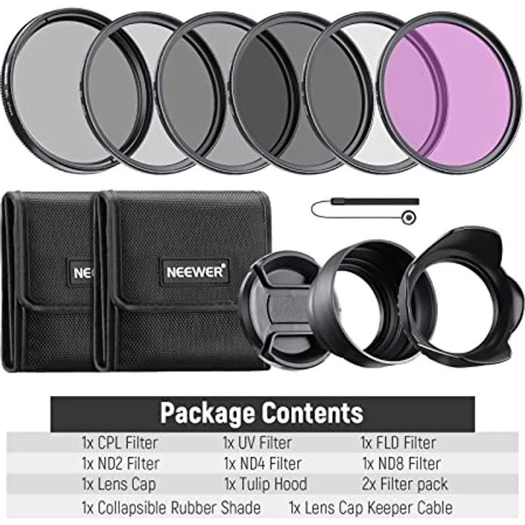 Neewer 67 mm Profi UV CPL FLD Objektiv Filter und ND Neutral Density Filter (ND2, ND4, ND8) Zubehör-Kit für Nikon (D5200 D7000 D7100 D90) DSLR-Kameras – Bild 9