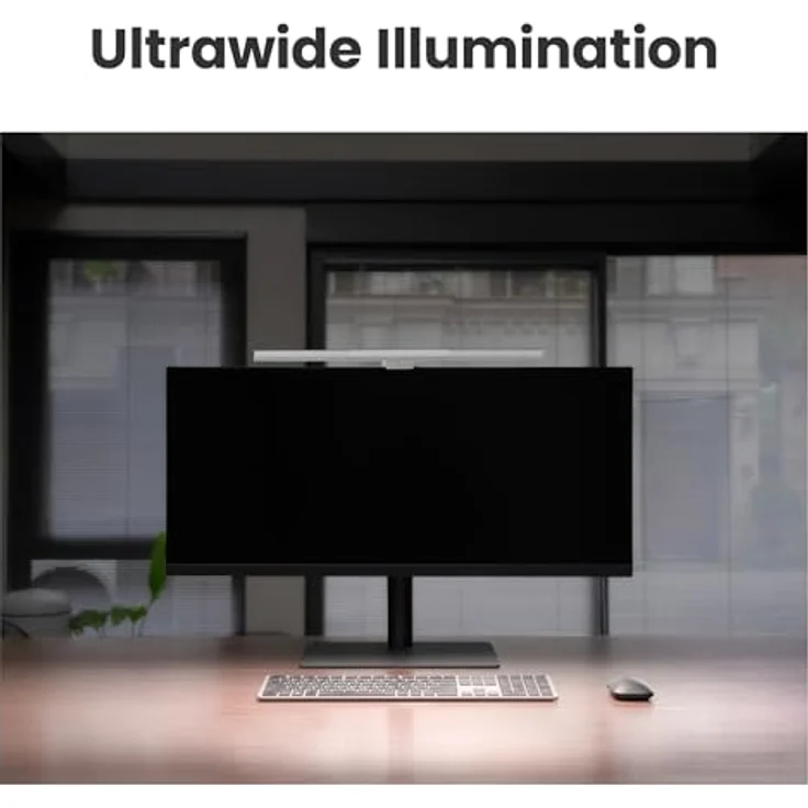 BenQ ScreenBar Pro LED Monitorlampe (Schwarz) - Ultrabreit Beleuchtung/Bewegungssensor/Verstellbar Helligkeit und Farbtemperatur/Augenschonend/Kein Bildschirmblendung/Platzsparend/Curved Monitor/USB-C – Bild 2