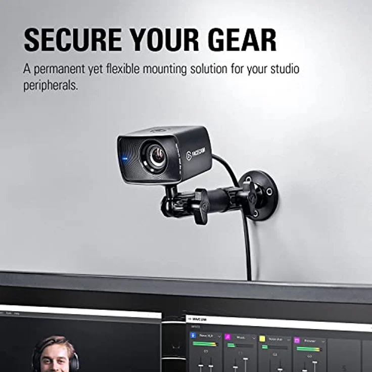 Elgato Wall Mount - Hochwertiger horizontaler Gelenkarm, ¼-Zoll-Gewinde für einfaches Befestigen und Anpassen von Beleuchtung, Kameras und Mikrofonen, perfekt für Streaming, Videokonferenzen, Studios – Bild 3