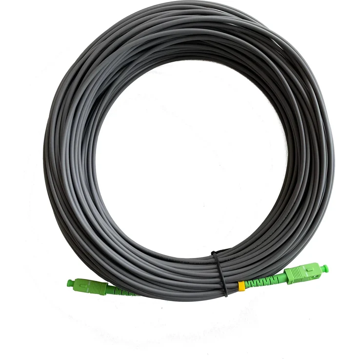 Televes OSM30SCAPC, geschirmtes Fiberglaskabel 30m, 1 Faser, SC/APC Anschlüsse, grau, für Außen- und Erdverlegung