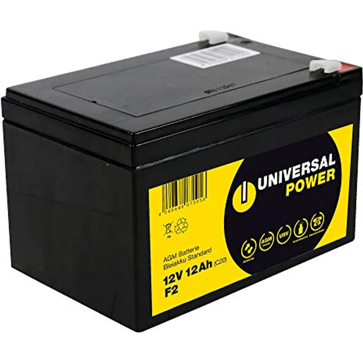 Universal Power AGM UPC12-12, 12V 12Ah wartungsfreie AGM Batterie, zyklenfest und rüttelfest