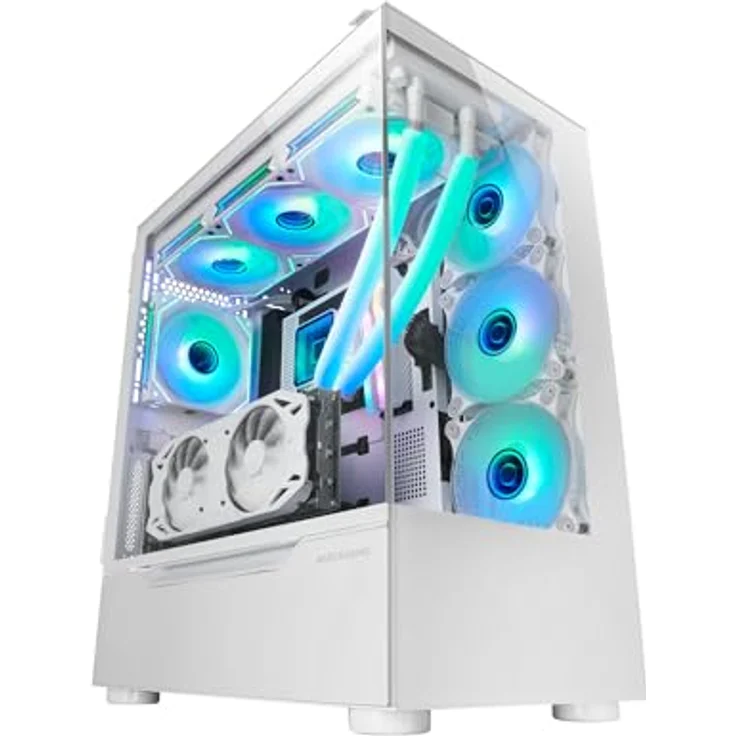 Mars Gaming MC-ULT, PC Tower Gehäuse in Weiß mit gehärtetem Glas, XXL-Kapazität für E-ATX, micro ATX, Mini-ITX, optimierte Kühlung und erweiterte Konnektivität – Bild 1