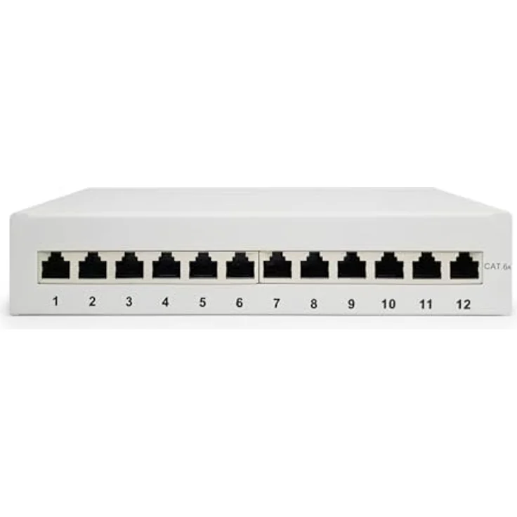 DIGITUS Professional, Cat 6A Desktop LSA Patchpanel, 12-Port, geschirmt, Grau – Bild 2