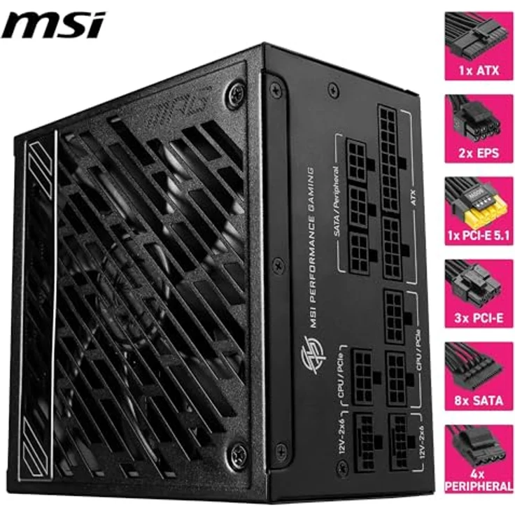 MSI MPG A850GS PCIE5, 850 W PC Netzteil mit elegantem Design, Schwarz – Bild 5