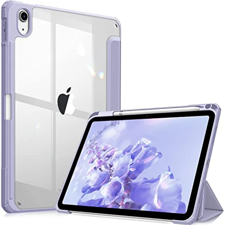 Fintie Hybrid Hülle für iPad 10. Generation 2022 (10.9 Zoll) mit Stifthalter - Stoßfeste Schutzhülle mit transparenter Hartschale auf der Rückseite, Violett – Bild 1