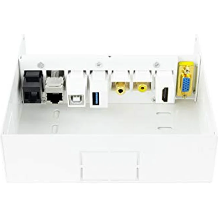 Nanocable 10.35.0003, Multimedia-Wandanschlussdose RJ-45 in Weiss mit HDMI, VGA, USB und Audioanschlüssen, zwei RJ45-Netzwerkanschlüssen – Bild 5