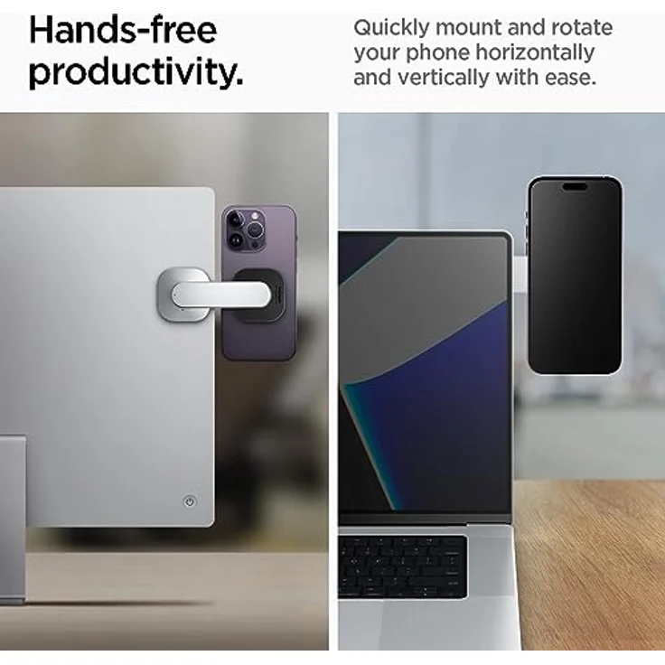 Spigen S312, Smartphone Halterung für ergonomische Sicht, Schwarz/Silber – Bild 3