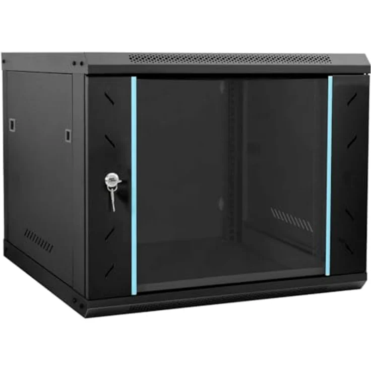vidaXL Netzwerkschrank, Stahl mit Speicher, Schwarz, 60 x 60 x 50 cm – Bild 1