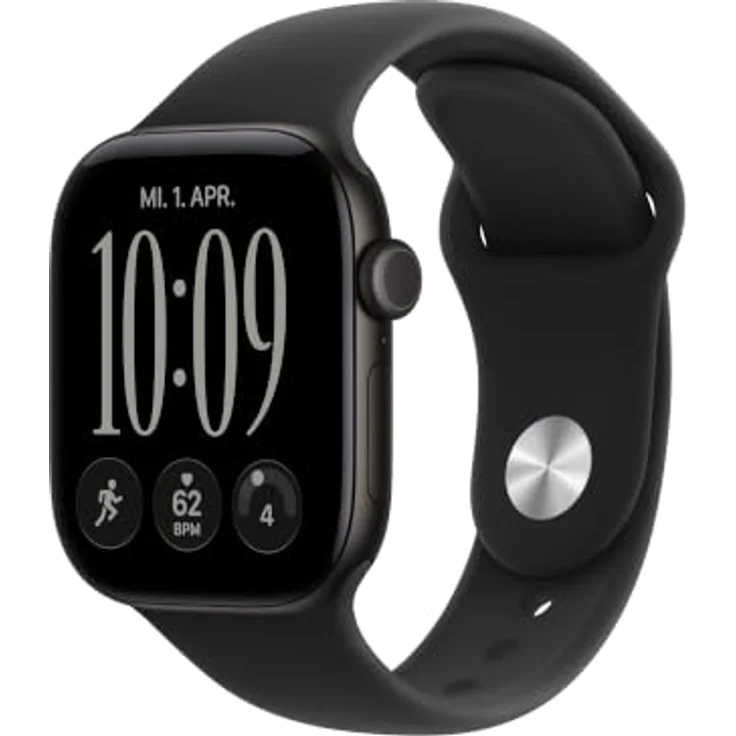 Apple Watch Series 12, 42mm Smartwatch mit Schwarz Aluminium Case, Schwarz Sport Band M/L, Gesundheits- und Fitness-Tracker, schnelles Laden – Bild 1