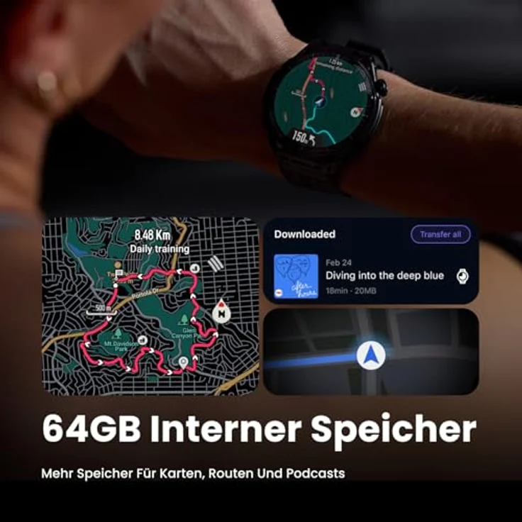 Amazfit Balance 3, Smartwatch mit 1.5 AMOLED-Display, 21 Tage Akkulaufzeit und HybridCharge™, Titanium Black – Bild 7