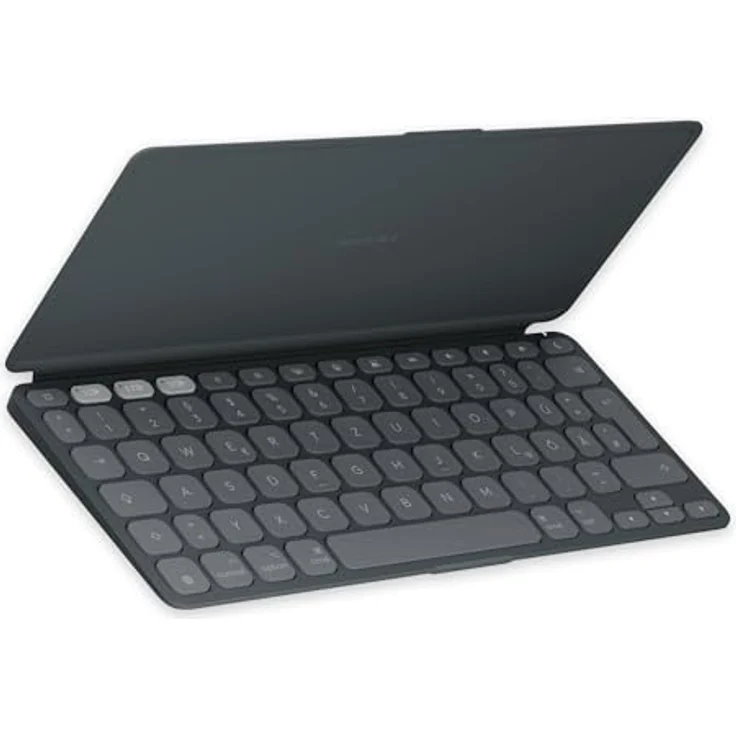 Logitech Keys-To-Go 2, mobile kabellose Tastatur für iPad mit integriertem Schutzcover, schlanke und kompakte, für iPad, iPhone, Mac und Apple TV, DEU QWERTZ-Layout - Grau – Bild 1