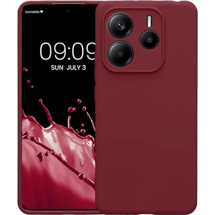 kwmobile Handyhülle kompatibel mit Xiaomi Redmi Note 14 5G, weiche Silikon Schutzhülle in Bordeaux Violett, reißfest und rutschfest – Bild 5