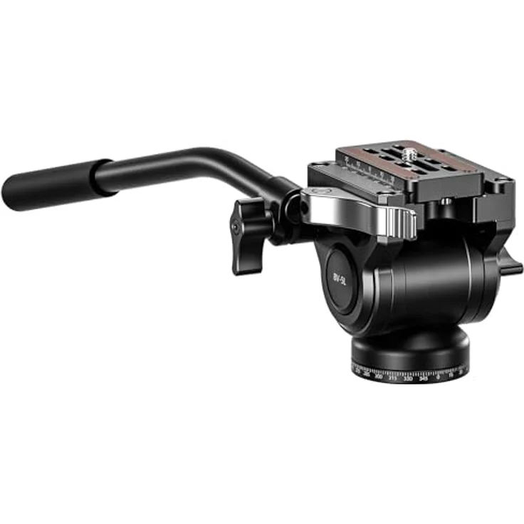 Leofoto Videoneiger BV-5L, kompakter Aluminium Videokopf mit 360° Panorama und 90° vertikaler Achse, schwarz – Bild 1