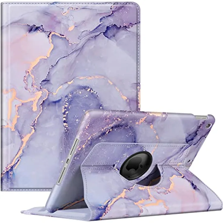Fintie Hülle für iPad 10.2 Zoll 9.Generation / 8. Gen / 7. Gen (Modell 2021/2020/2019) mit Pencil Halter - 360 Grad Rotierend Stand Schutzhülle Cover mit Auto Schlaf/Wach Funktion, Lilac Marmor