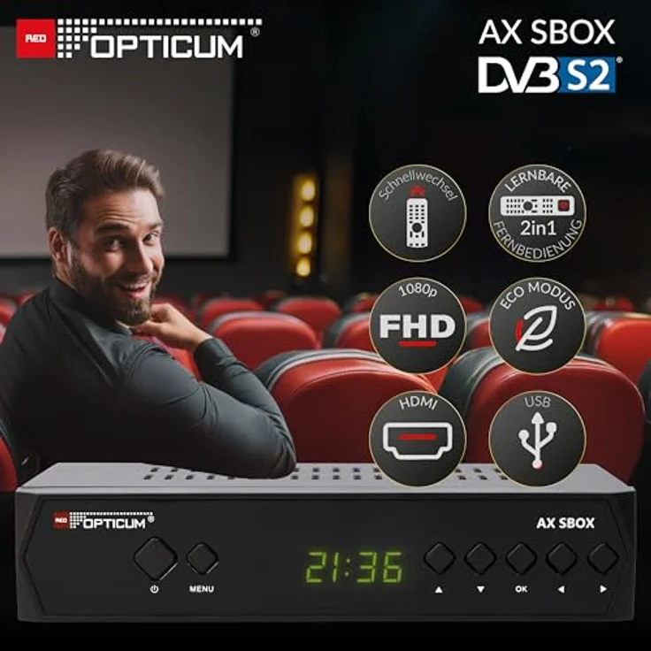 Anadol Opticum SBOX, Sat-Receiver HD, Media-Player 1080P Full-HD Digitalreceiver für Satellitenfernseher DVB-S/S2, Astra & Hotbird vorinstalliert + Anadol HDMI Kabel – Bild 7