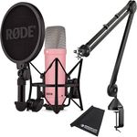 Rode NT1 Signature Pink Studio-Mikrofon Rosa + PSA1 Gelenkarm-Stativ Schwarz + keepdrum Mikrofasertuch
