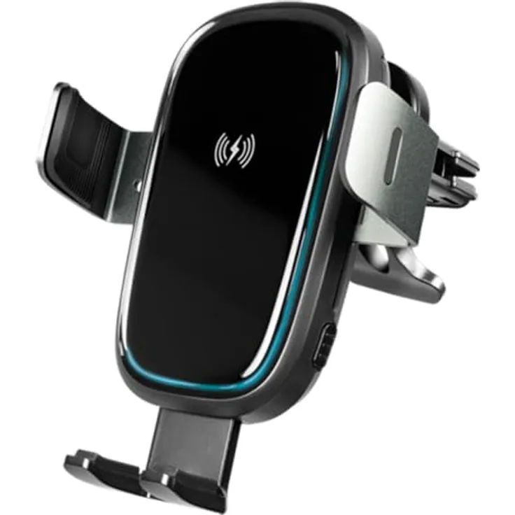 LogiLink PA0277, Kabellose Smartphone-Ladehalterung für Kfz-Lüftungsschacht, Schwarz, 15 W High-Speed-Laden, 360° drehbar