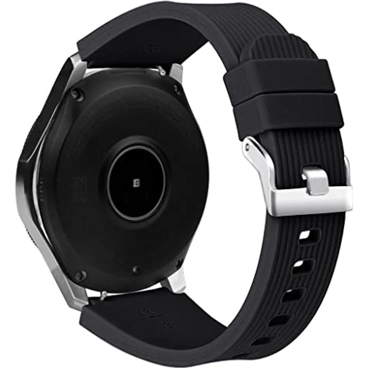 INF Armband für Samsung Galaxy Watch 46mm, Gear S3, Huawei GT 2, 22mm, Weiches Silikon, Schwarz, verstellbar, wasserbeständig – Bild 2