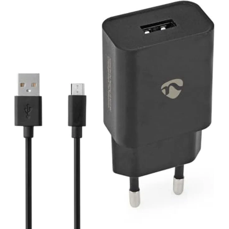 Nedis Wall Charger 1.0 A USB-A with Micro USB Cable 1.00m 5W - Black – Bild 1