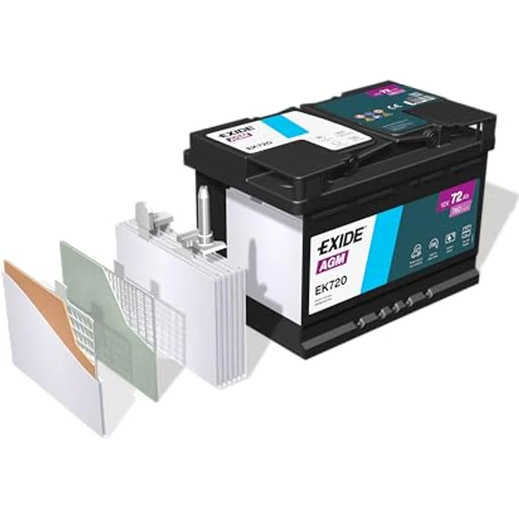 Exide EK720 Start-Stop AGM Autobatterie, 12V 72Ah 760A, auslaufsicher für Start-Stopp-Technologie – Bild 3