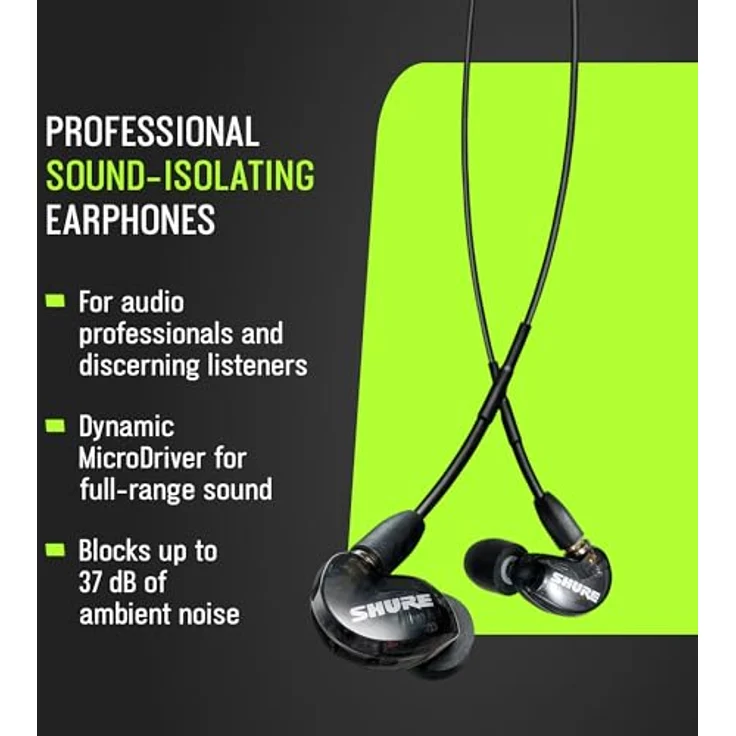 Shure SE215-K, In-ear Kopfhörer / Ohrhörer, schwarz, Premium, Sound Isolating, Geräuschunterdrückung, ein Treiber, austauschbares Kabel, dynamischer Bass – Bild 3