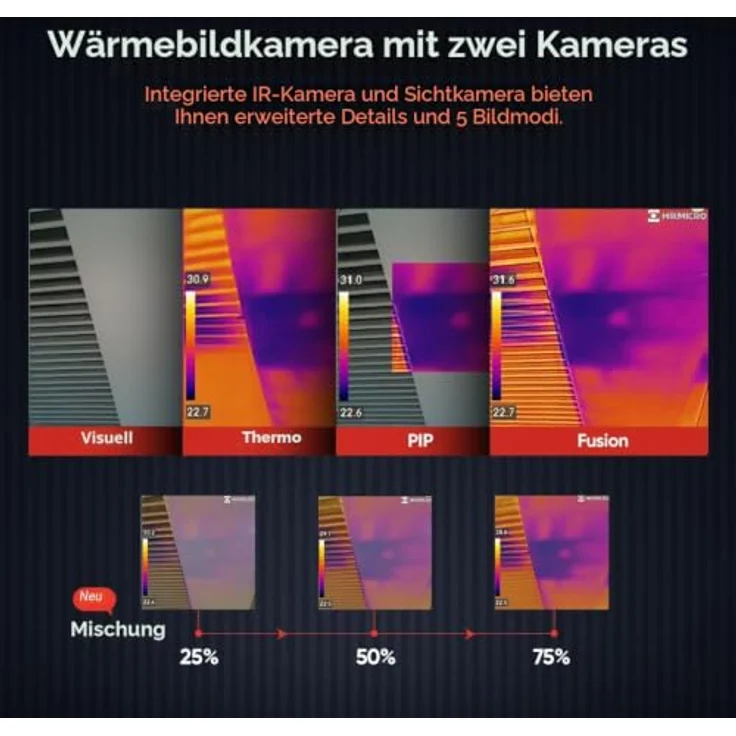HIKMICRO PocketE, Wärmebildkamera mit 240x240 Pixel Auflösung, 3,5 Zoll Touchscreen und 20 Stunden Videoaufnahme – Bild 4