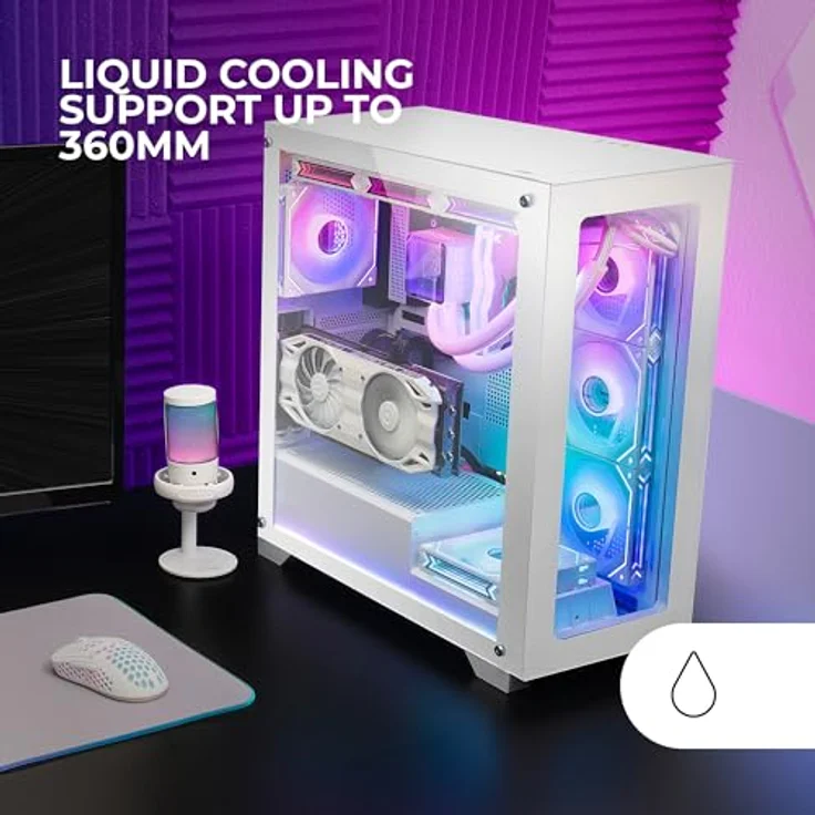 MARSGAMING MC-XP, Custom E-ATX Gehäuse, Full Liquid Cooling Support, XXL Gaming Tower, USB 3.0, Weiß – Bild 4
