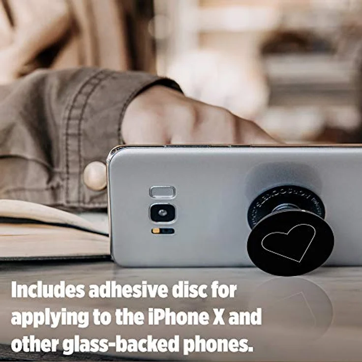 PopSockets - Ausziehbarer (Nicht Austauschbarer) Sockel und Griff für Smartphone und Tablet - White Heart Black – Bild 8