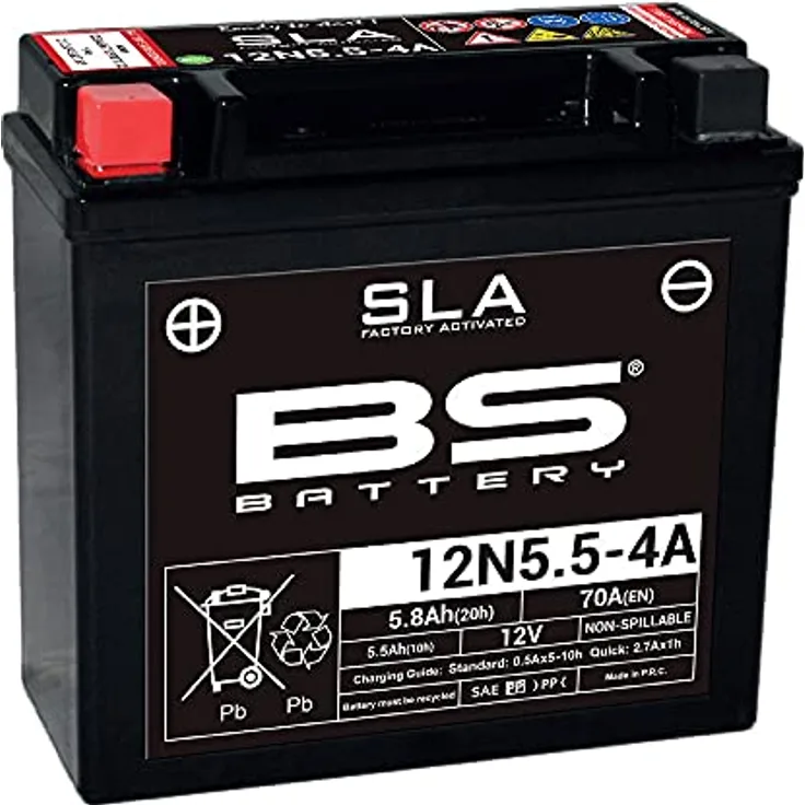 BS Battery SLA Wartungsfreie Batterie, werkseitig aktiviert, 12V 6.5Ah, hohe Vibrationsbeständigkeit, sofort einsatzbereit, wartungsfrei