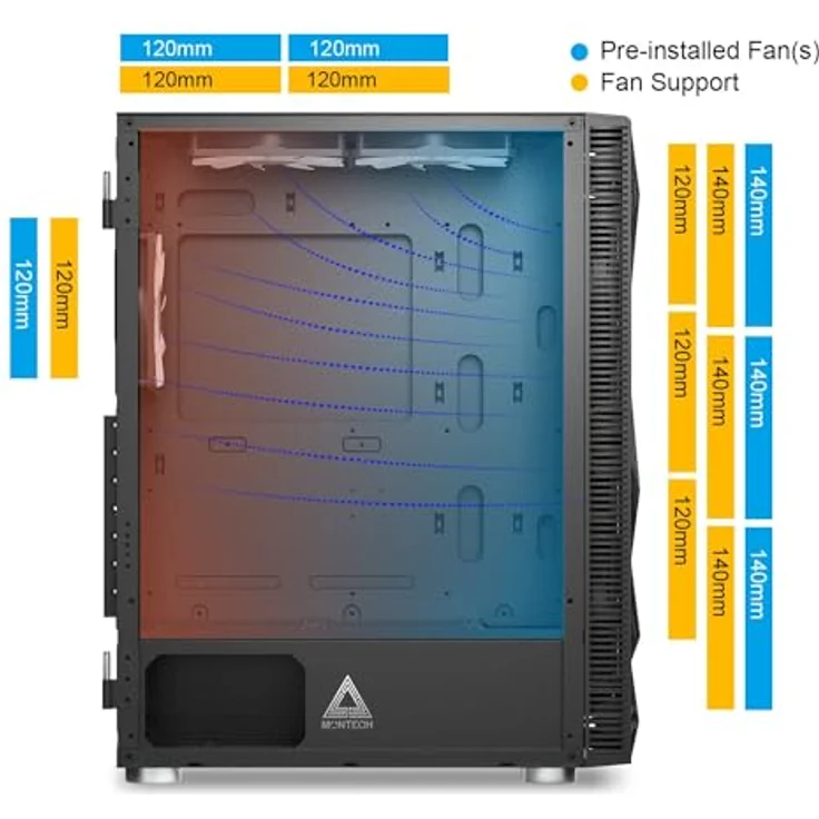 MONTECH PC-Gehäuse Montech X3 MESH, Tower-Gehäuse, (Tempered Glass) – Bild 6