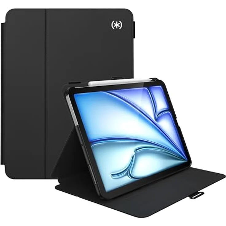 Speck iPad Air 11 Hülle, Balance Folio mit Stifthalter und Kameraschutz, Schwarz/Schwarz/Weiß – Bild 1