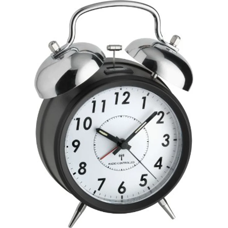 TFA Dostmann Nostalgie Funk Wecker, Doppelglocke aus Metall, 60.1503, mit Hintergrundbeleuchtung, gut ablesbar, mehrfarbig, L 130 x B 70 x H 180 mm – Bild 1