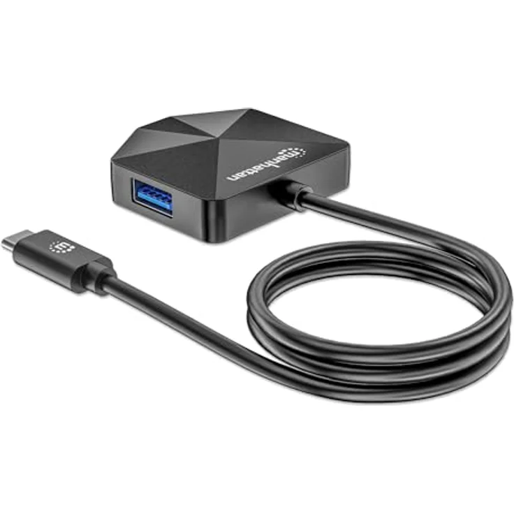 Manhattan 4-Port USB Hub, USB-C Stecker mit 2xUSB-C und 2xUSB-A, 5 Gbit/s Übertragungsrate, tragbar und kompatibel mit Windows/macOS/Linux/Chrome OS – Bild 3