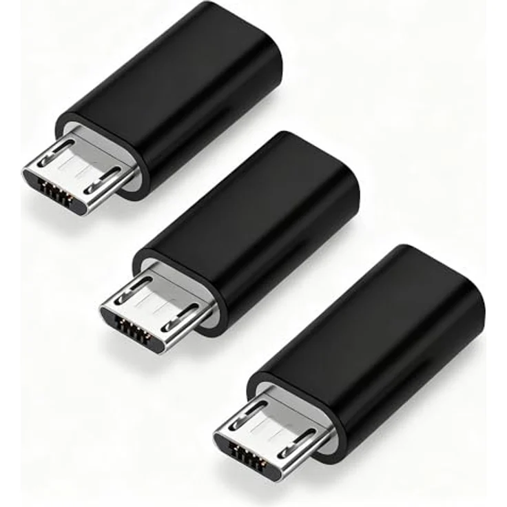 JBSTK USB-C auf Micro USB Adapter, 3 Stück, Schnellladung bis QC 3.0, Schwarz – Bild 3