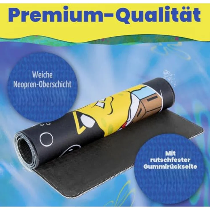 Blue Sky Studios SpongeBob Schreibtischunterlage 70x30 cm – Jumbo Gaming- & Büro-Mauspad, robustes Neopren, rutschfeste Unterseite, schönes SpongeBob & Patrick-Motiv für Fans – Bild 3