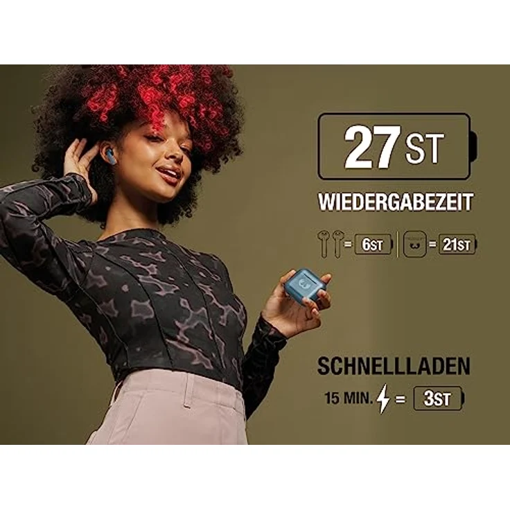 Fresh 'n Rebel Twins 3+, kabellose In-Ear-Bluetooth-Kopfhörer, kristallklare Musik und Telefonate, In-Ear-Erkennung, Mulitpoint-Bluetooth, 27 Stunden Spielzeit, spritzwasserfest (Dive Blue) – Bild 2