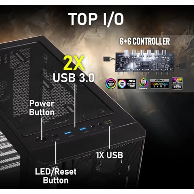 BitFenix Apollo Media Tower PC Gehäuse, Schwarz, mit 4 ARGB 120 mm Lüftern und hohem Luftstrom – Bild 9