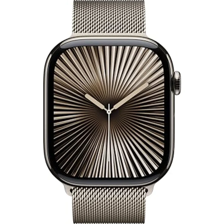 Apple Watch Series 10, 46 mm, GPS + Cellular, Titangehäuse Natur, Milanaise Armband Natur, S/M, – Bild 2