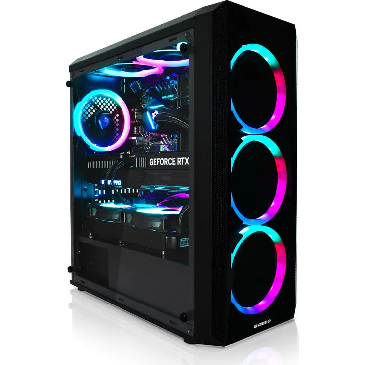 Greed® MK2 Pro - High End Gaming PC - AMD Ryzen 7 5700X, Nvidia RTX 5070 12GB, 16GB RAM, Wasserkühlung, 2TB SSD, 4K, WLAN, Win11 Pro