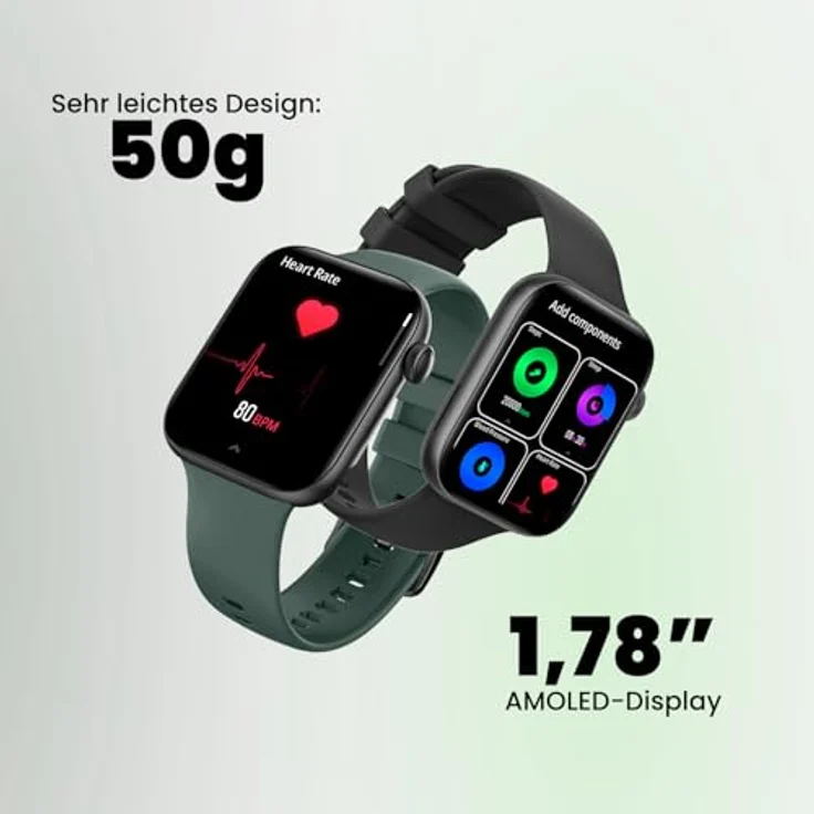 SPC Smartee Duo 2, Smartwatch mit 1,78 Zoll AMOLED-Display, Wasserdichtigkeit bis 3 ATM, Herzfrequenzsensor, Farbe: Grün – Bild 2